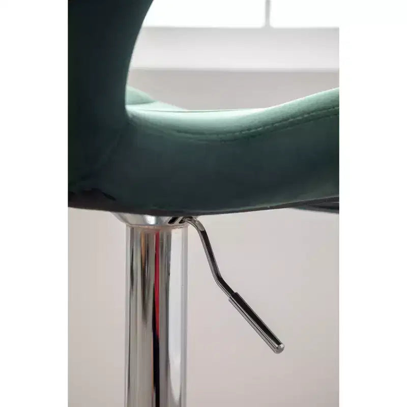 Upholstered Adjustable Swivel Barstools in Green, Set of 2