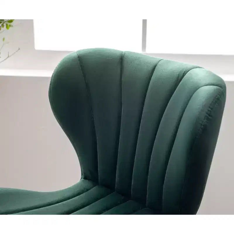 Upholstered Adjustable Swivel Barstools in Green, Set of 2