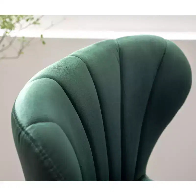 Upholstered Adjustable Swivel Barstools in Green, Set of 2