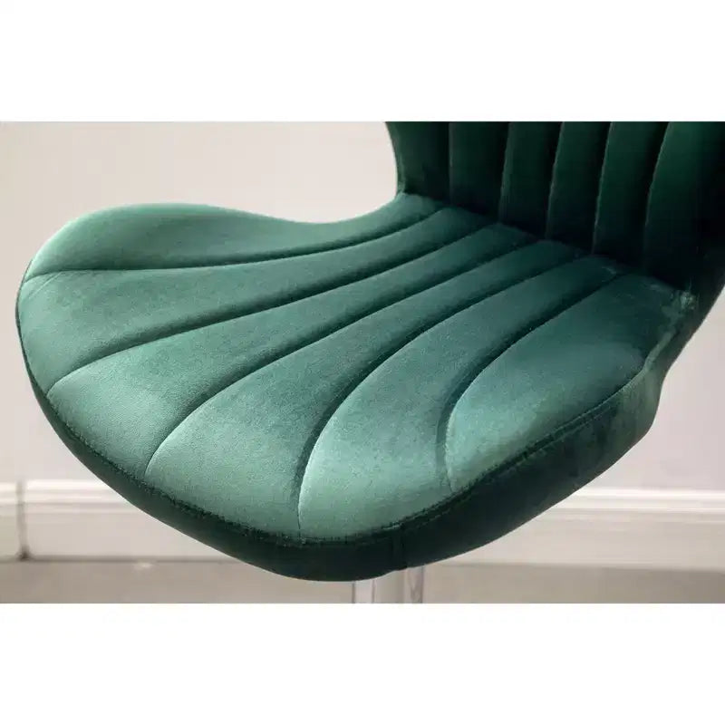 Upholstered Adjustable Swivel Barstools in Green, Set of 2