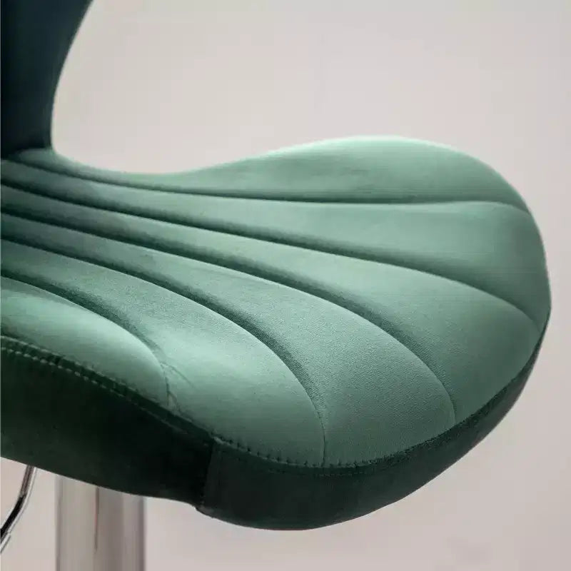Upholstered Adjustable Swivel Barstools in Green, Set of 2